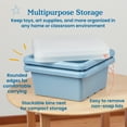 thumbnail image 4 of ECR4Kids Stackable Square Bins with Non-Snap Lids, Multipurpose Organization, Powder Blue, 2-Pack, 4 of 9