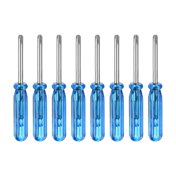 Uxcell 8pcs PH00 Mini Phillips Screwdriver #00 1.8" Length Screwdrivers 1" Carbon Steel with Ergonomic Handle for DIY Repairing, Blue