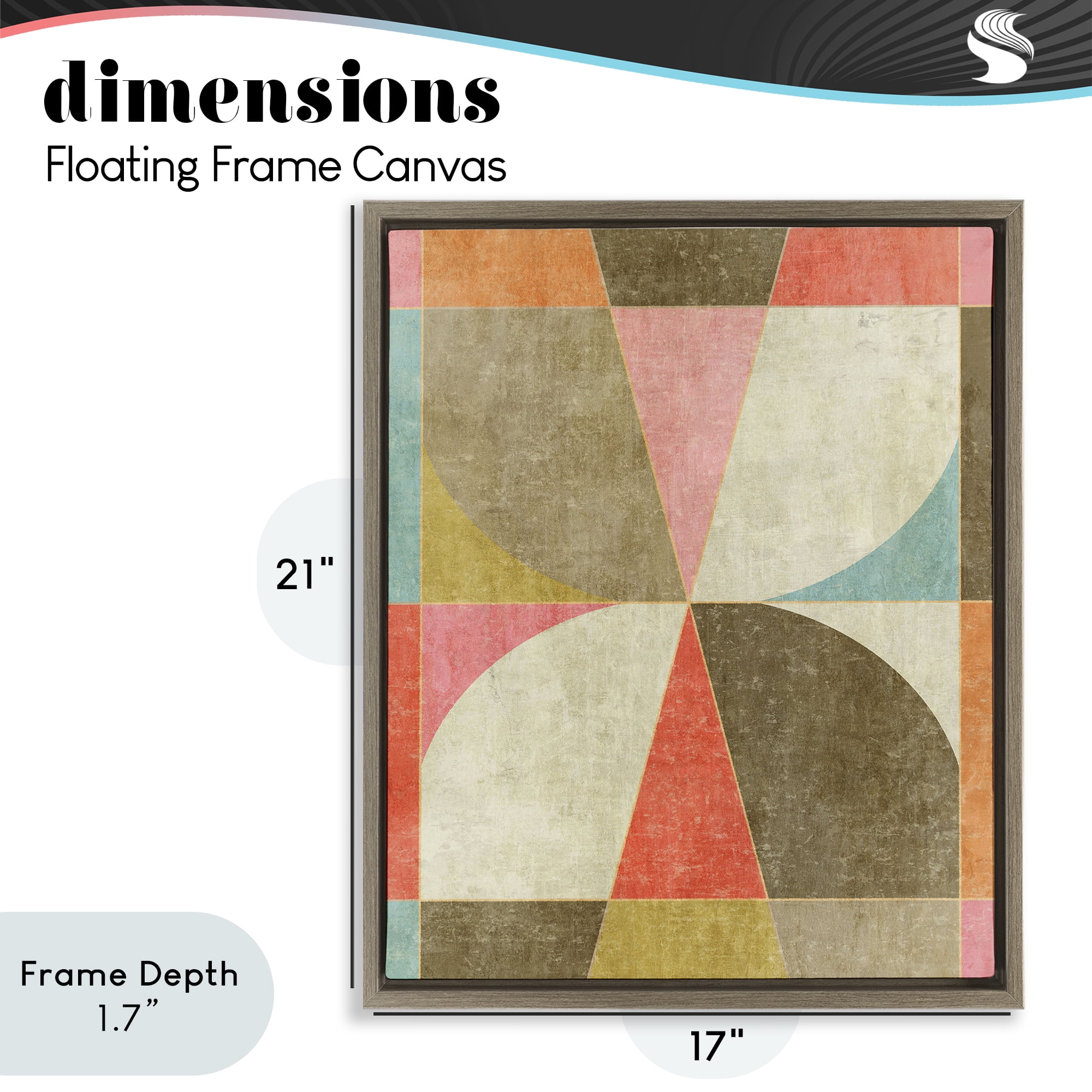 Stupell Industries Pinwheel Symmetric Shapes Brown Framed Floater Canvas Wall Art, design by Suzanne Nicoll