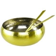 thumbnail image 1 of 3 Piece stainless Salad Bowl Set With Servers and utensils, Best For Serving Salad, Pasta, and Fruit. Beautiful Bowl Looks Great On Your Kitchen Counter, 1 of 1