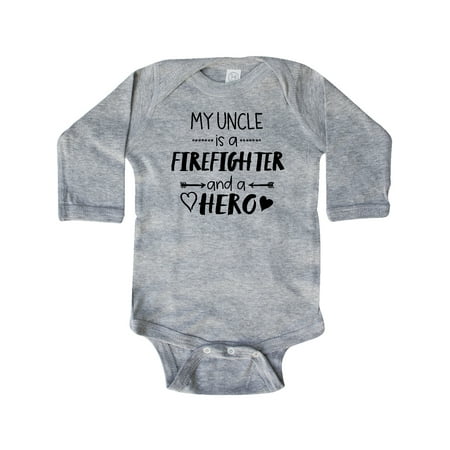 

Inktastic My Uncle is a Firefighter and a Hero Gift Baby Boy or Baby Girl Long Sleeve Bodysuit