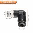 thumbnail image 2 of Uxcell 2pcs Push to Connect Tube Fitting 1/8" BSPT Male Thread x 6mm ID 90 Degree Pneumatic Quick Connect Air Fittings, Black, 2 of 6