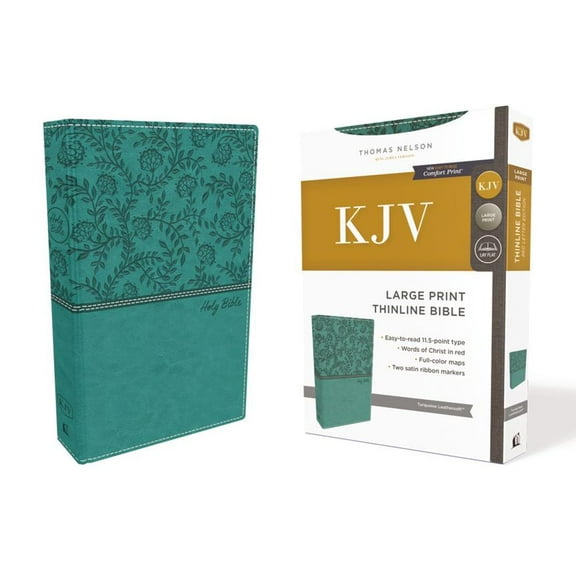 Kjv, Thinline Bible, Large Print, Leathersoft, Green, Red Letter Edition, Comfort Print (Large Print) (Hardcover)
