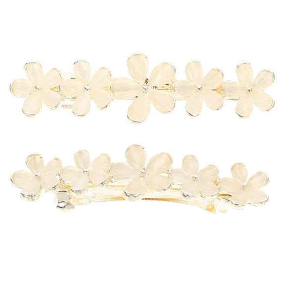 AURARMLET 2Pcs Elegant Flower Hair Barrettes Golden Alloy Resin Decorative Hair Accessories for Women Ceremonies