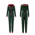 thumbnail image 6 of Women Christmas Fleece One Piece Pajamas Jumpsuit Plush Hooded Romper Warm Sleepwear Holiday Loungewear, 6 of 6