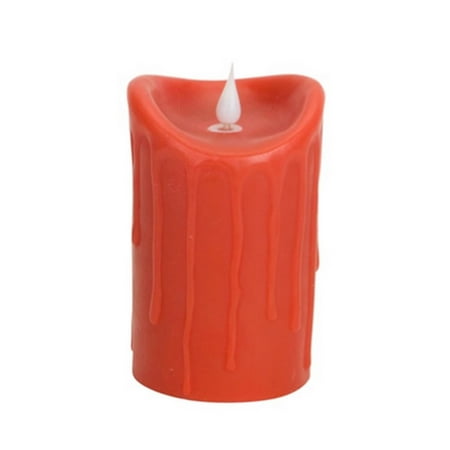 UPC 257554176693 product image for 4 Red-Orange Dripping Wax Flameless LED Lighted Pillar Candles with Moving Flame | upcitemdb.com