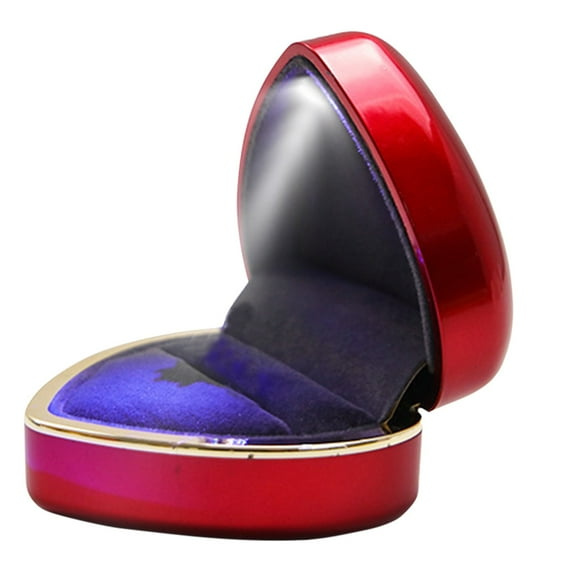 Jewelry On Clearance Heart Shaped Ring Protection Box Led Light Box Ring Box For Lover Red
