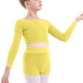 thumbnail image 7 of Girls Ballet Sweater 5t Long Sleeve Dance Cropped Sweaters Soft Warm Ribbed Pullover for Leotards Yellow, 13 Y, 7 of 7