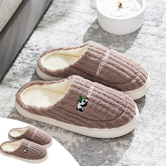 Weloille Cotton Slippers For Women, Fall And Winter Couple Home Slippers, Warm Cotton Shoes, Non-Slip Cotton Slippers, Men's Winter Style