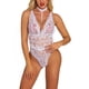 thumbnail image 2 of Lencería sexy de encaje de malla para mujer Ropa interior en V profunda Body Ropa de dormir, Blanco, L kenally XX000104-08, 2 of 7