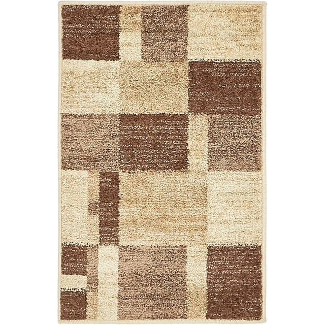 Unique Loom Automne Couleur Bloc Zone Tapis 2' x 3' Rectangulaire Beige/marron Foncé