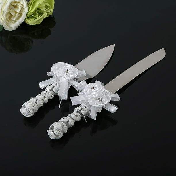 Rose Wedding Cake Knife/Server Plum Knot With Swarovski