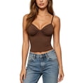 thumbnail image 7 of Noric Women's Summer Crop Tank Top Spaghetti Strap Sweetheart Neck Skinny Ruched Front Casual Sleeveless Camisole Tops, 7 of 7
