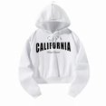 thumbnail image 2 of Sudadera con capucha corta para mujer, ropa con letras blancas, regalo moderno, ropa deportiva, camisetas de manga larga para ir de compras, trabajo, XL, 2 of 10