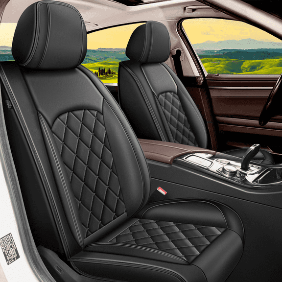 AOMSAZTO Full Set Seat Cover Fit for Subaru Forester 2007-2025 | Faux Leather Waterproof Car Seat Protector | Compatible Airbags & Easy to Install(5 Seats, Black)