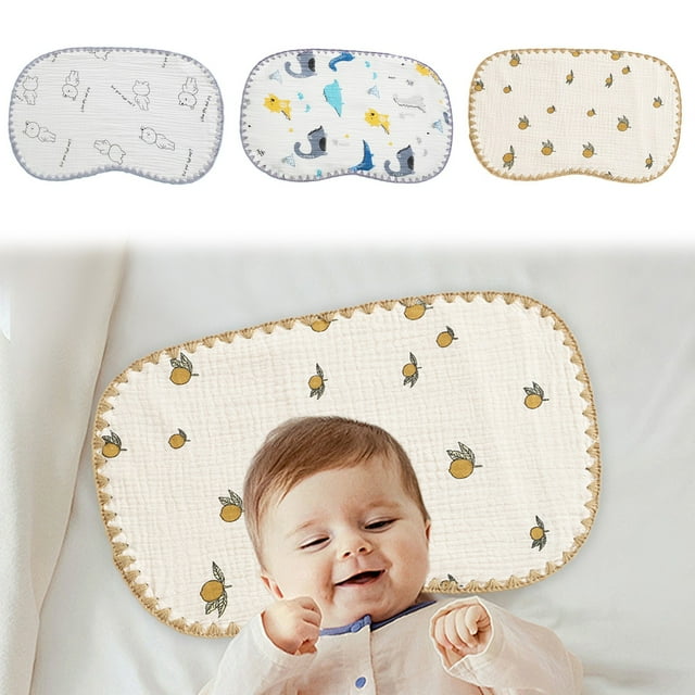 Xihbxyly Almohada para Recién Nacidos, Suave Gasa de Algodón, Transpirable y Refrescante En Verano, Protege La Cabeza Del Bebé, Extraíble y Lavable, Cómoda para Pieles Sensibles, Tamaño 25 X 20 Cm.