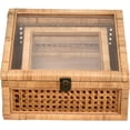 thumbnail image 3 of DECOR4SEASON Rattan and Cane Square Stacking Boxes with Glass Top Lid - Set of 2 for Boho, and Rustic Farmhouse Decor, 3 of 6