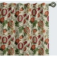 thumbnail image 2 of Vargottam Cotton Curtains for Windows - 3-in-1 Rod Pocket/Back Tab Short Window Drapes - Light Filtering Cotton Panels - Set of 2, 52"x63" - Fruits Vine Print (Beige), 2 of 8