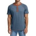 thumbnail image 5 of JWD Classic henley style Three button henley closure, Mens Henley Short Sleeve T-Shirt Cotton Casual Shirt Mens ShirtsSummer Daily T-Shirts Blue XL, 5 of 7