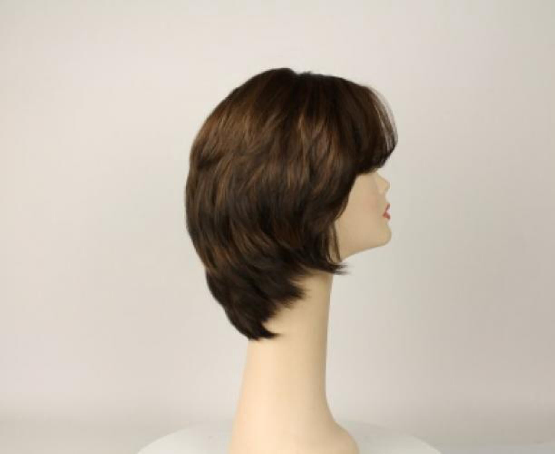 European Human Hair Freeda Wig Shlomit Medium Brown With Blonde Highlights Skin Top Size M