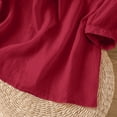 thumbnail image 5 of Linen 3/4 Sleeve Button Shirts Summer Boho Peasant Casual Gauze Clothes Embroidered Tops for Women Red M, 5 of 6
