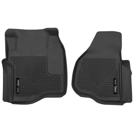 Husky Liners X-act Contour Floor Mats | Fits 2011 - 2016 Ford F-250/F-350 Crew Cab & SuperCab without Drivers Side Foot Rest Vehicle or Manual Transfer Case Shifter | Front Row, 2-pc Black - 53301