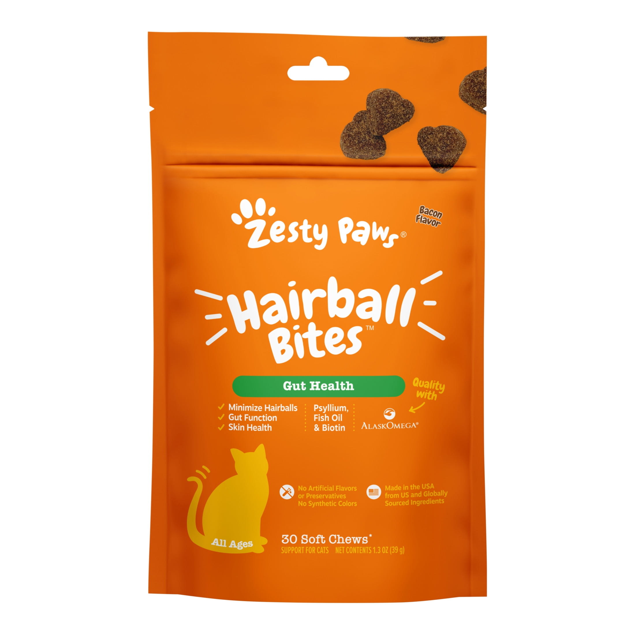 (6 pack) Zesty Paws Cat Hairball Bites, 30 Count