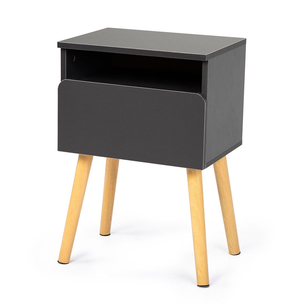Private Jungle Nightstand with Drawer, Natural Wood Sofa Side End Table Bedside Night Stand with 4 Pine Legs,Gray Private Jungle Nightstand with Drawer, Natural Wood Sofa Side End Table Bedside Night Stand with 4 Pine Legs,Gray