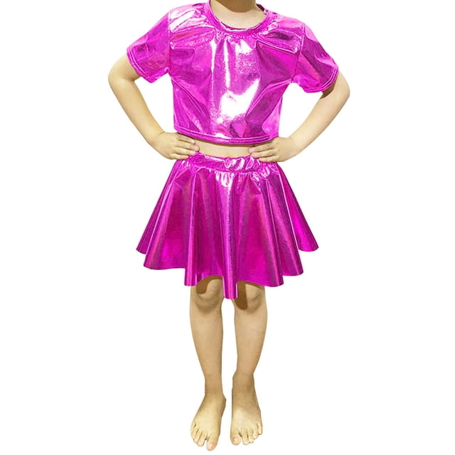 TSADFHJI Robes pour Fillettes 3T Robe Formelle pour Enfants Performance de Scène Robe Brillante Plissée Jupe Courte pour Récital de Danse S