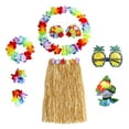 thumbnail image 2 of Conjunto de disfraz de de Luau elástico con collar de de hawaiano 2 juegos Yuyangstore falda hawaiana, 2 of 7