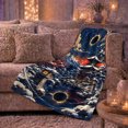thumbnail image 6 of Mystical Winter Eclipse Pagoda Scene, Peaceful Mountain Lake Scene, Warm Flannel Blanket for Cabin and Lodge, Outdoor Lovers Friendship Gift, Festive Home Decor, 6 of 9