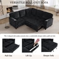 thumbnail image 5 of Modular Sectional Sleeper Sofa with Pull Out Bed, Chenille L Shaped Couch with USB Charging, Cup Holders and Storage Seat, 5 Seat Convertible Sectional Couches for Living Room, Black, 5 of 7