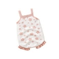 thumbnail image 2 of One opening Baby Girls Spring Summer Knit Sling Romper Sleeveless Ruffle Trim Floral Playsuit, 2 of 9