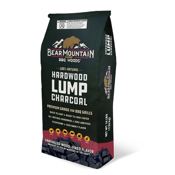 Bear Mountain BBQ Hardwood Lump Charcoal, Premium Grade for BBQ Grills, 16 Pounds