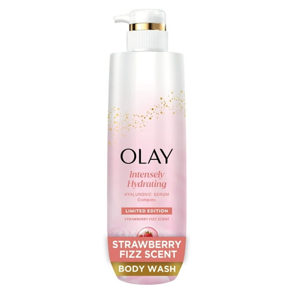 Olay Intensely Hydrating Body Wash with Hyaluronic Serum Complex, Strawberry Fizz Scent, 20 fl oz
