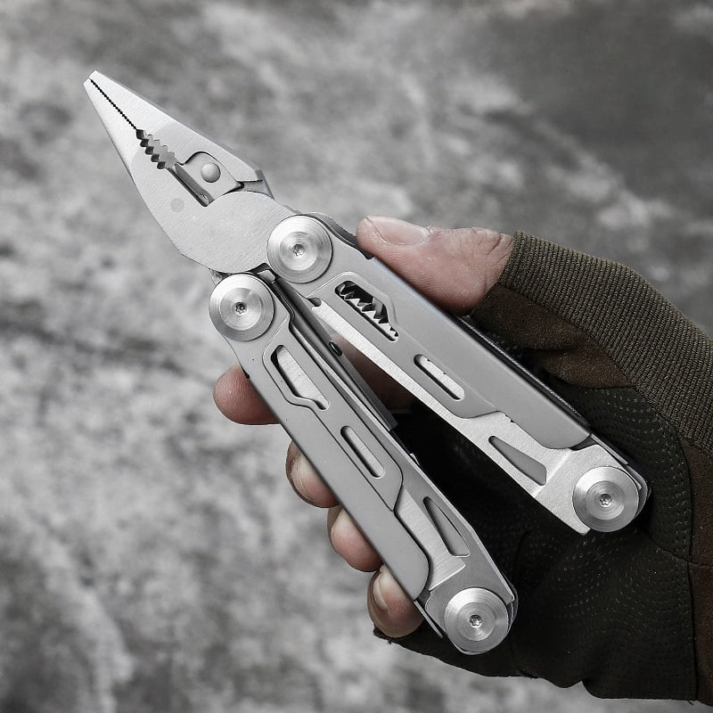 HANVVEIDA 13-In-1 Multitool Pliers Multi Tool with Safety Locking and Pocket Sheath,silver