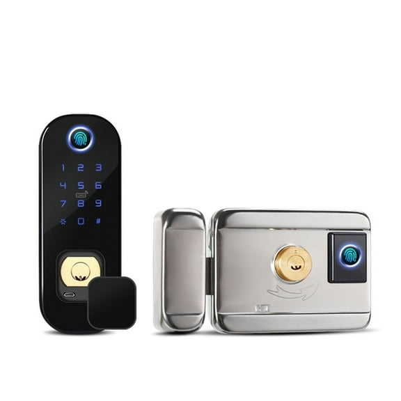 Biometric Double Fingerprint Lock Keyless Wifi Fechadura Eletronica Smart Rim Door Lock For Outdoor Gate ,Easy Installation