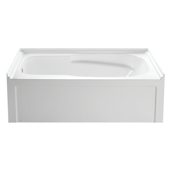 Aqua Eden VTAM6031L21A 60-Inch Anti-Skid Acrylic 3-Wall Alcove Tub with Left Hand Drain Hole, White