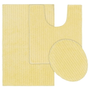 Garland Rug Sheridan Washable Nylon Bath Rug Set, 3 Piece Set (21"x34" Bath Rug, Contour Rug, & Toilet Lid) Rubber Ducky Yellow