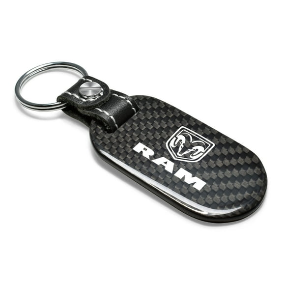 RAM Logo 100% Real Carbon Fiber 3 mm Thick Tag Style Key Chain Keychain