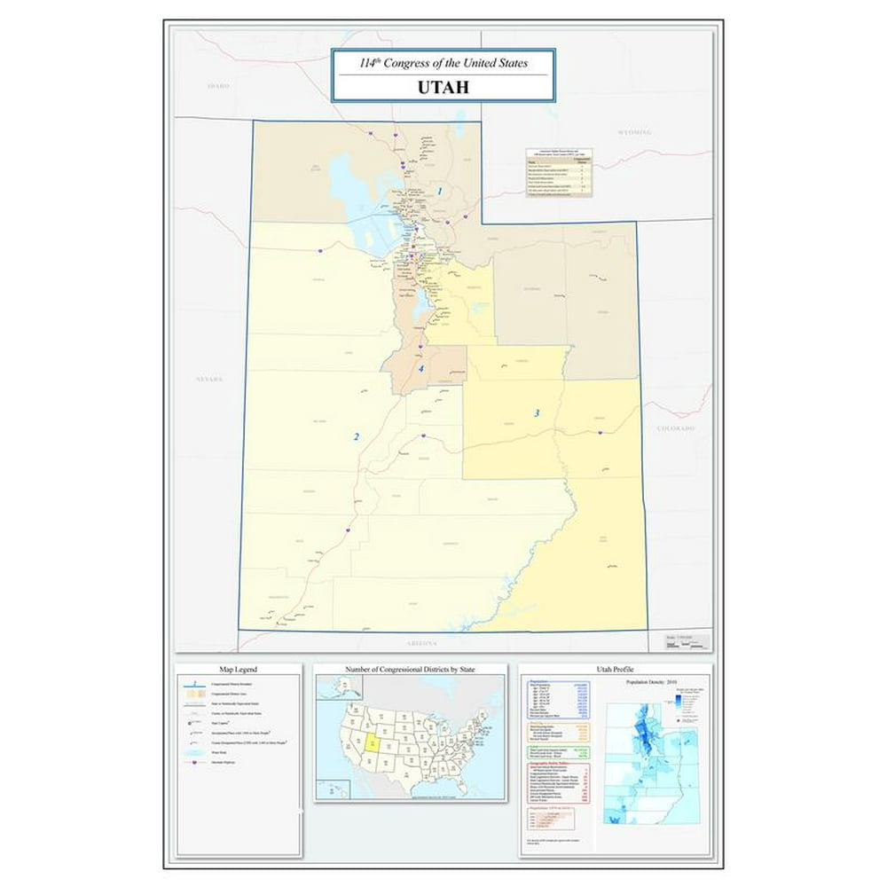 Utah Congressional District Map (114th Congress) 20 Inch By 30 Inch