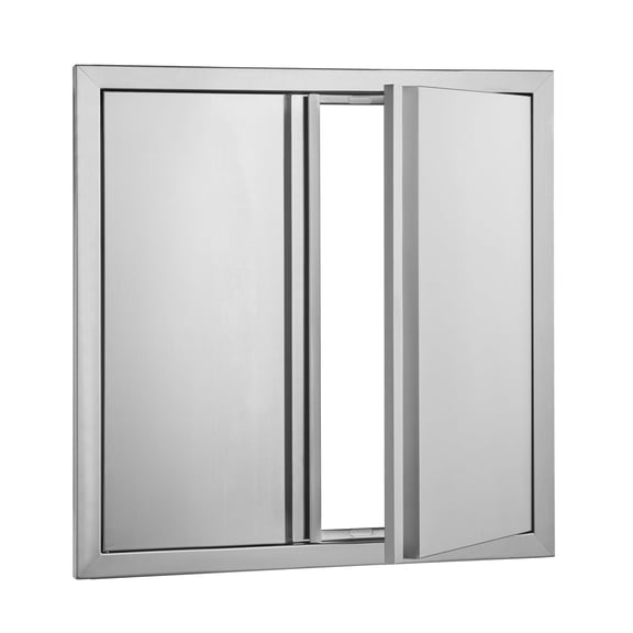 KFFKFF 24 x 24 Inch Double BBQ Access Door, Stainless Steel Outdoor Kitchen Door with Recessed Handles, Flush Mount Design for Grilling Stations, BBQ Islands, and Outdoor Cabinets