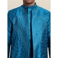 thumbnail image 4 of SKAVIJ Kurta Pajama Jacket Scarf 4-Piece Set Embroidered Wedding Party Dress Turquoise S, 4 of 5