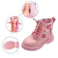 thumbnail image 5 of Xijirk Girls Winter Boots Leather Lace Up Stylish Color Matching Side Zipper Boots,Boots for Girls,Size 12, 5 of 9