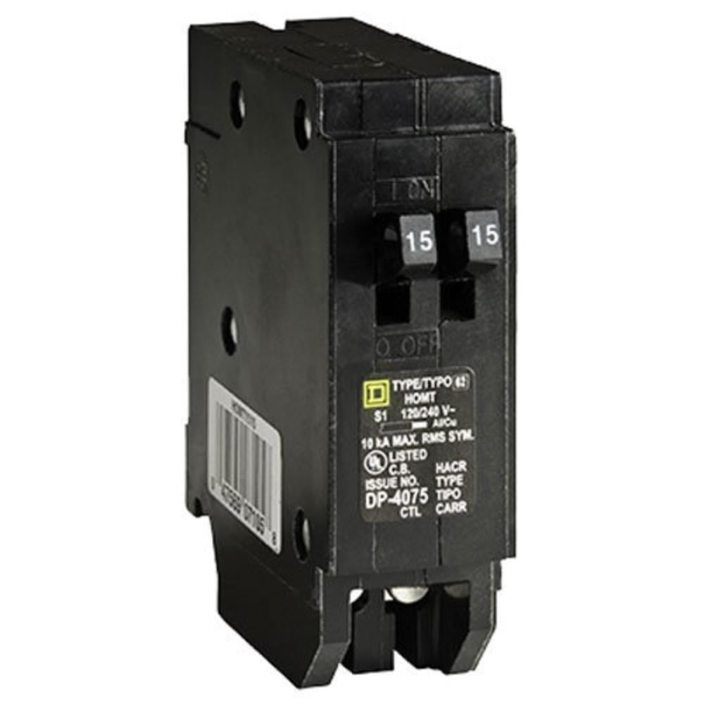 HOMT1515CP Homeline 2-15 Amp Single-Pole Tandem Circuit Breaker, Square