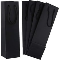 10 Pack Paper Wine Bottle Gift Bags with Handles, 3.7 x 3.5 x 13.8 Inch Wine Bags Bulk, Reusable Wine Bags, Wine Kraft Paper Bags for Party Vacations-Black