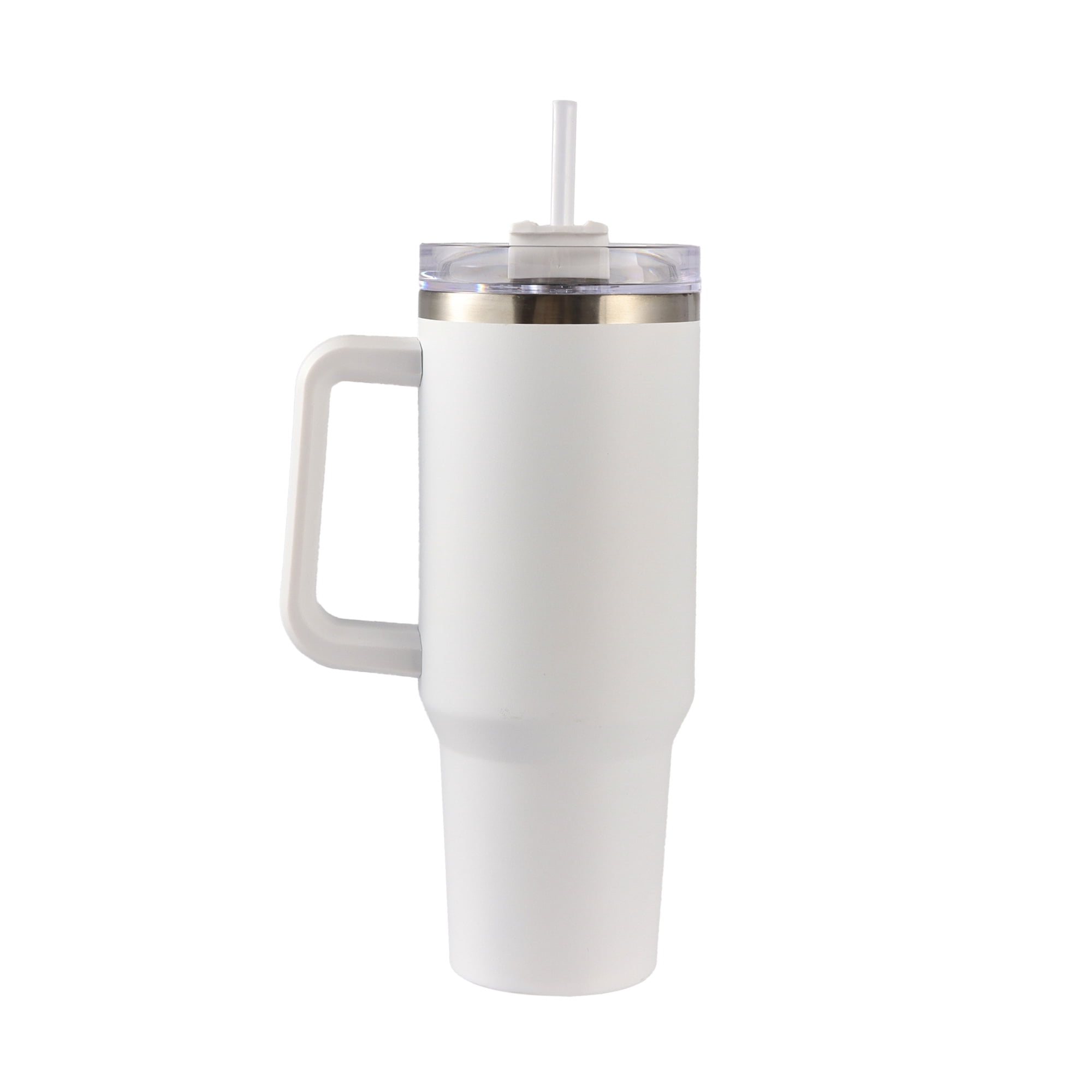 Hello Hobby 40oz Stainless Steel Tumbler with Handle and Lid Straw, Double Wall Insulated, White Blank