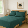 thumbnail image 1 of Comfy Bamboo World Series 90gsm 4pc Microfiber Bedsheets Sheet Set, King Size Bed, Teal, 1 of 2