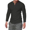 thumbnail image 1 of AMERTEER T-Shirt Homme Manches Longues Col Rond Bouton Uni Décontracté, 1 of 6