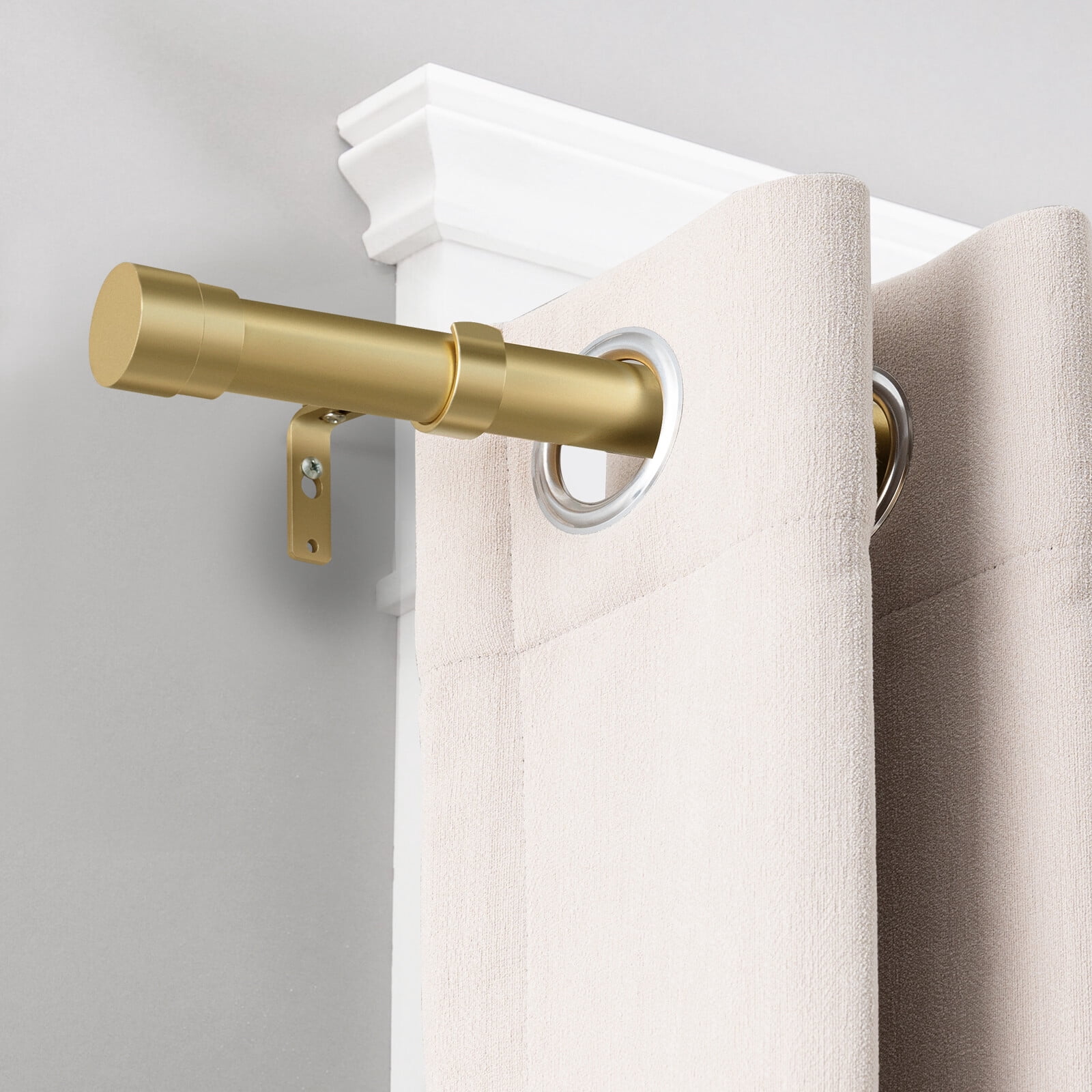 Turquoize Modern Decorative Adjustable Single Curtain Rod Telescoping 0.75" Diameter for Windows 28-48 Inches,Gold